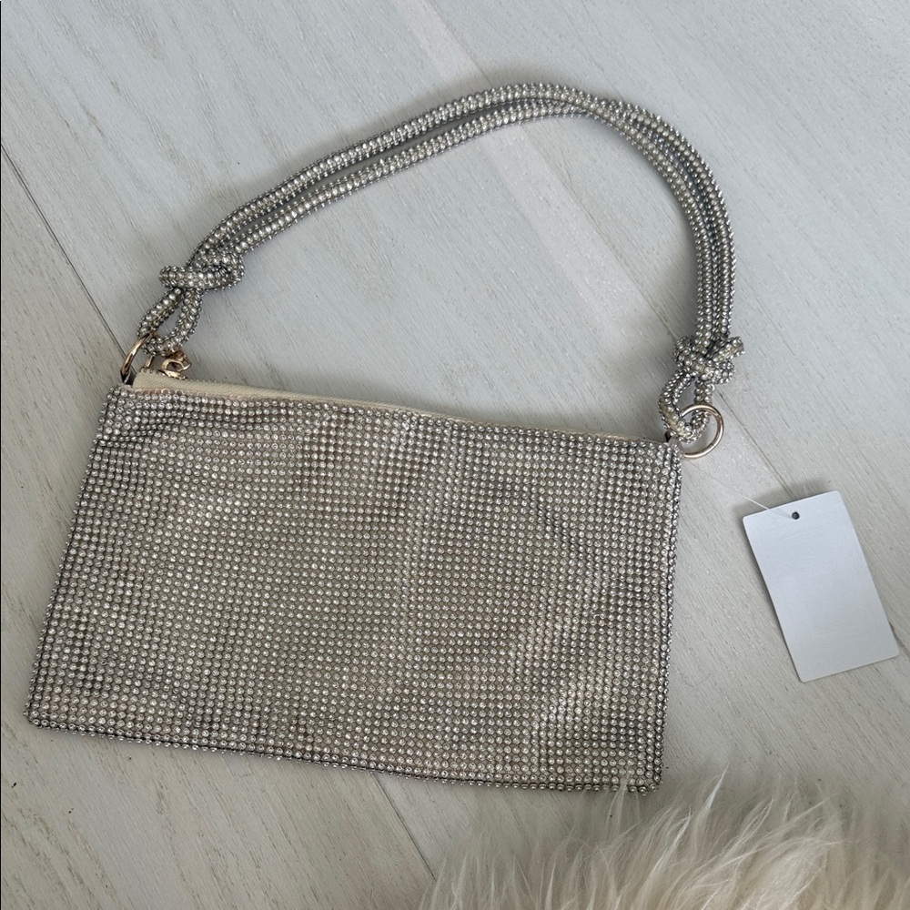 Glamorous Silver Beaded Wristlet